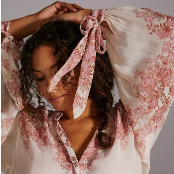 Forever That Girl x Anthropologie Femme Floral Sheer Blouse – XS – Romantic Boho - Picture 6 of 15